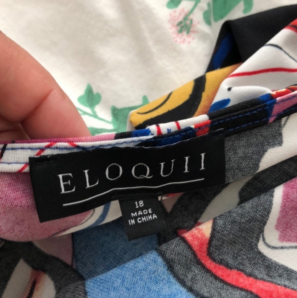 ELOQUII - Faux Wrap Havana Floral Maxi Dress With Side Slit - Plus Size 18 - Picture 11 of 16
